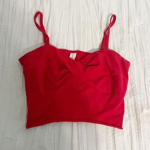Cropped cross front red tank top